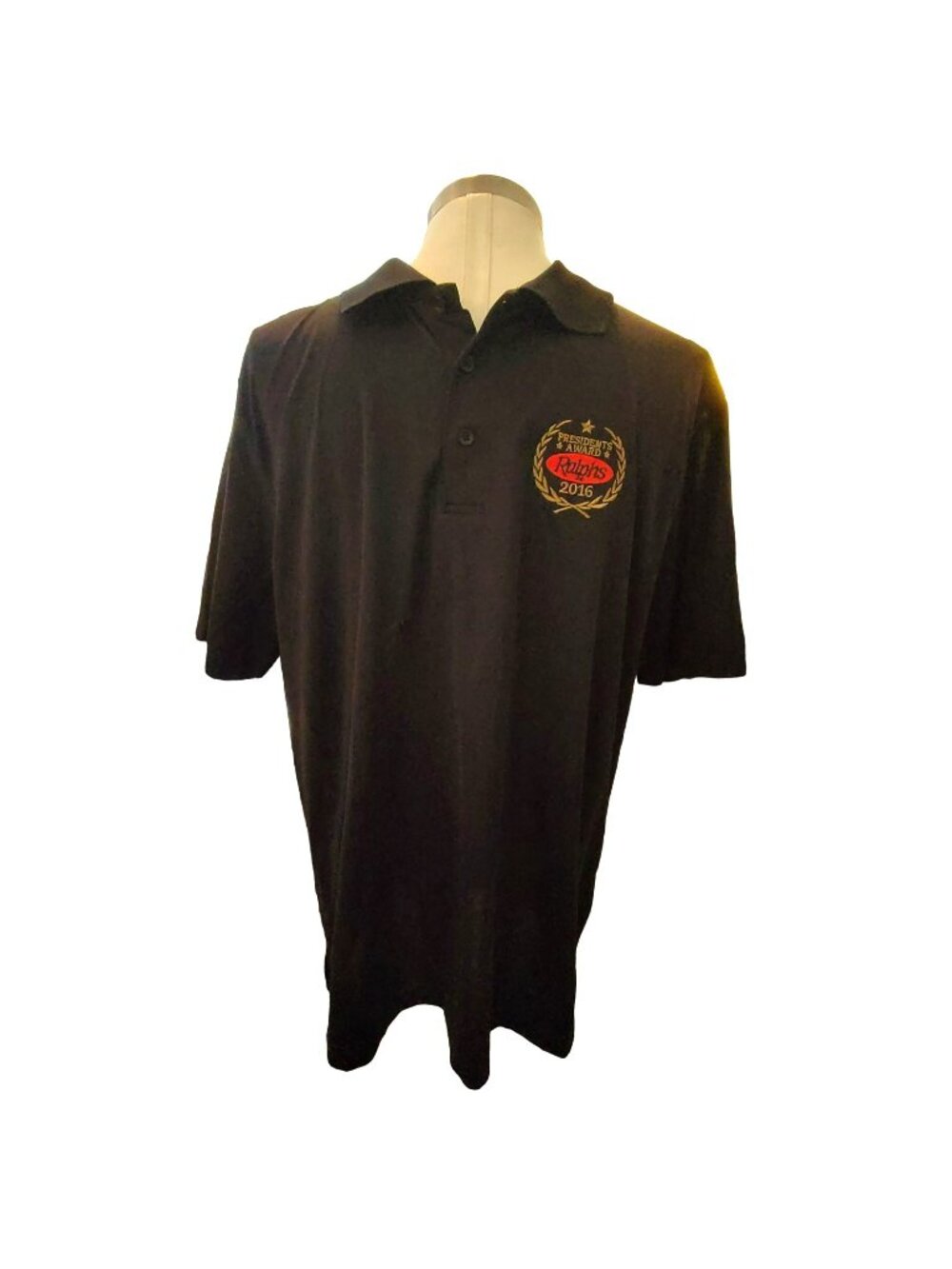Ralphs Polo Shirt Harriton Presidents Award 2016 Large Black Polyester jj3524